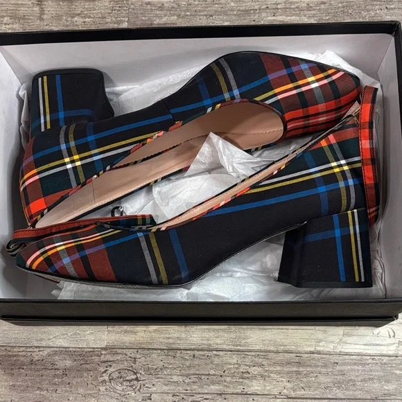 J.Crew Stewart Plaid Heels $148 New! 7.5 - Picture 2 of 10